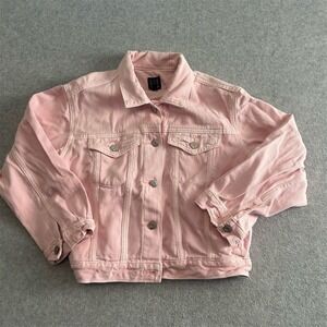 Gap Women's Pink Denim Jacket Size S Casual Button-Up